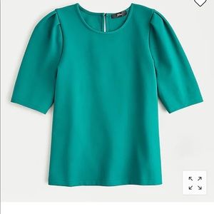 J.Crew Puff-sleeve Ponte Top - Teal Size M
